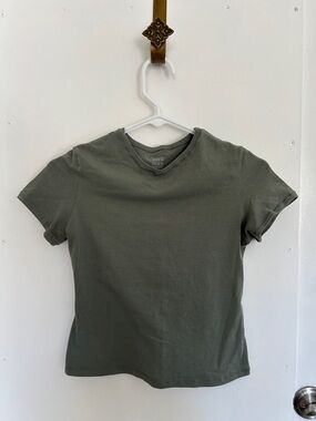 Organic Basics Olive Green Short Sleeve Crew Tee